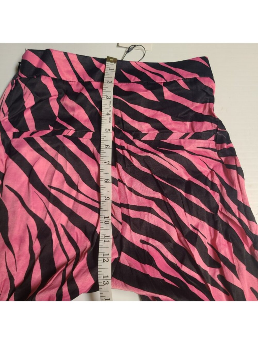 Zara Pants Zebra Print High-Waist Satin Effect Flare Leg Pant Black XS 1478 045 - Picture 5 of 9